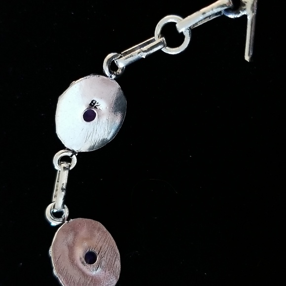 Amethyst Oval Flower Bracelet Size 7" to 8.5" - Picture 4 of 5